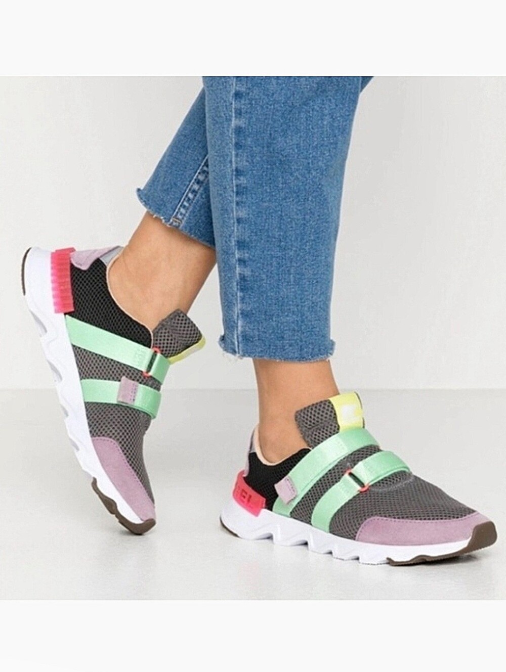 SOREL Kinetic Lite Strap Sneakers US 11 Coal Gray Purple Multicolor Shoes